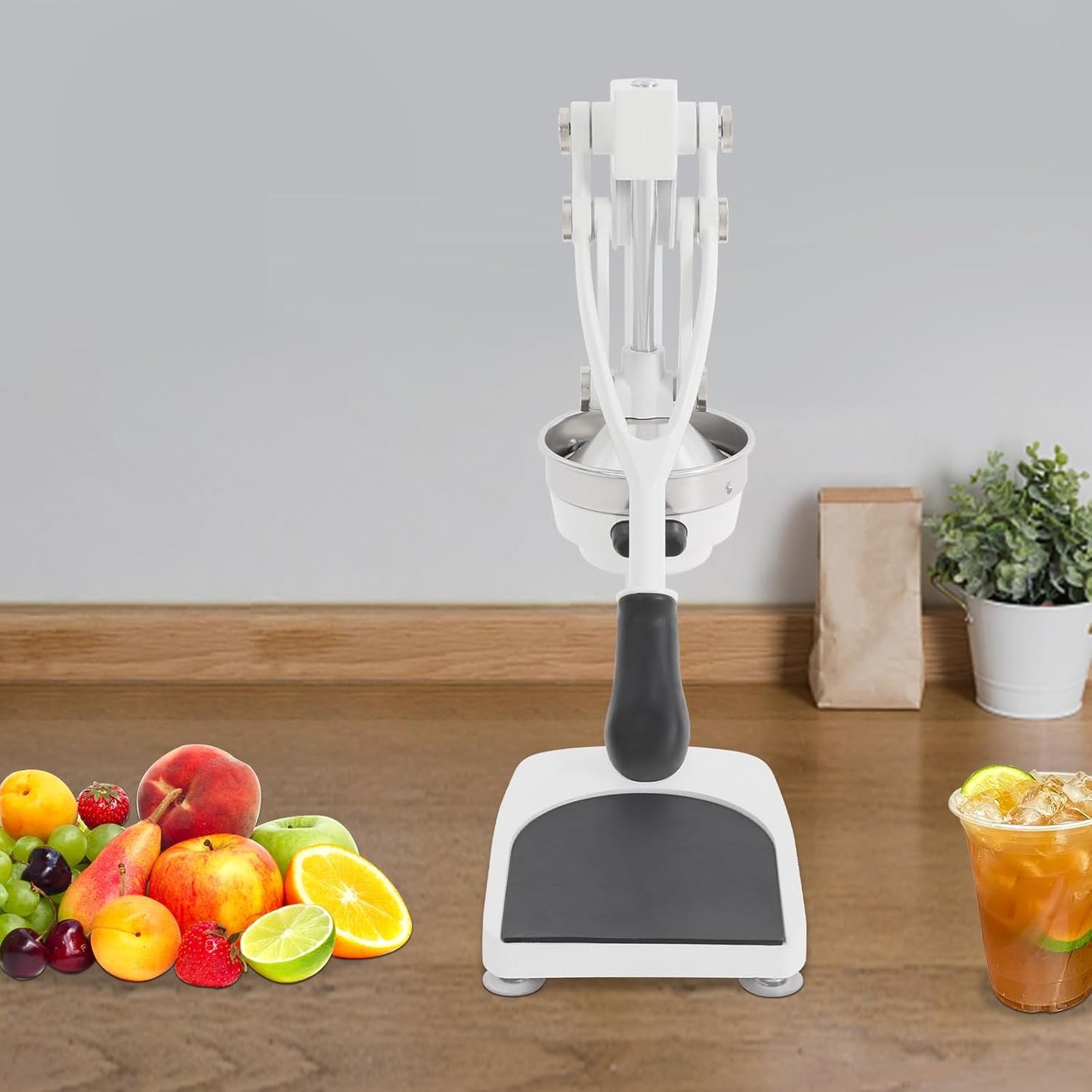 Cast Iron Manual Juicer, Heavy-Duty Effortless Orange Juicer with Ergonomic Handle, Hand Press Squeezer for Citrus Lemon Lime Grapefruit