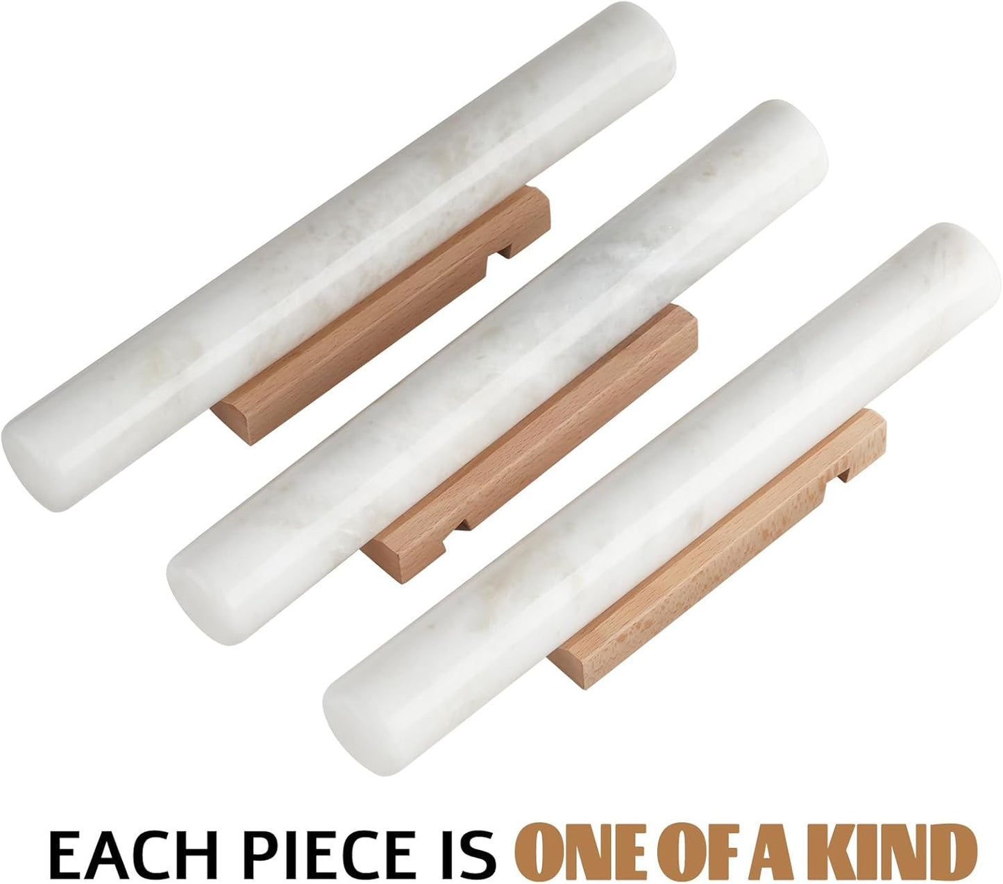 Koville African Natural Marble Rolling Pin, Non-Stick Polished Dough Roller, Pasta, Dumpling, Fondant, Pie Crust, Bread, Pizza Dough, Kitchen Baking Pastry Tools with Mat/Scraper（Namib Fantasy）