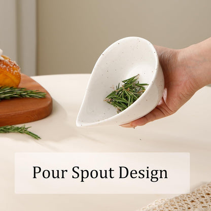 Herb Stripper Bowl, Ceramic Herb Peeling Bowl, Kitchen Herbs Leaf Stripping Tool, Pottery Herb Peeler for Kale, Thyme, Basil, Rosemary Stripper (White)