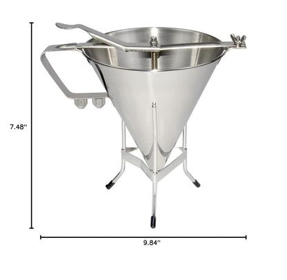 MYOYAY Commercial Stainless Steel Confectionery Funnel Dispenser, 1.8L Pancake Batter Dispenser with Stand and 3 Nozzles (1/4", 1/5", 1/6"), Great for Pancakes Chocolate Sauces Batter Pastry Work
