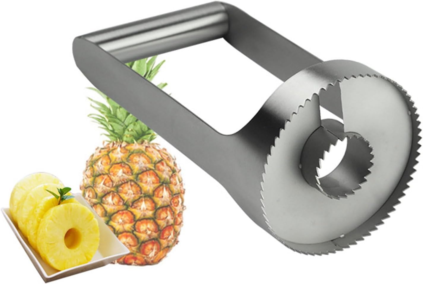 Pineapple Corer - Stainless Steel - Silver - Easy Fruit Slicing - Kitchen Tool