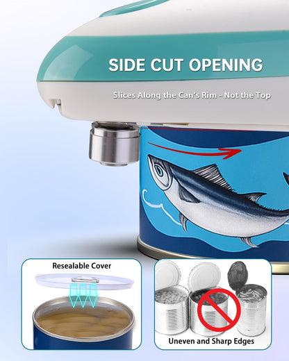 CIRCLE JOY Electric Can Opener, One-Touch Automatic Can Opening with Smooth Edges, Food Safety Handheld Battery-Operated Can Opener for Kitchen and Seniors, Black