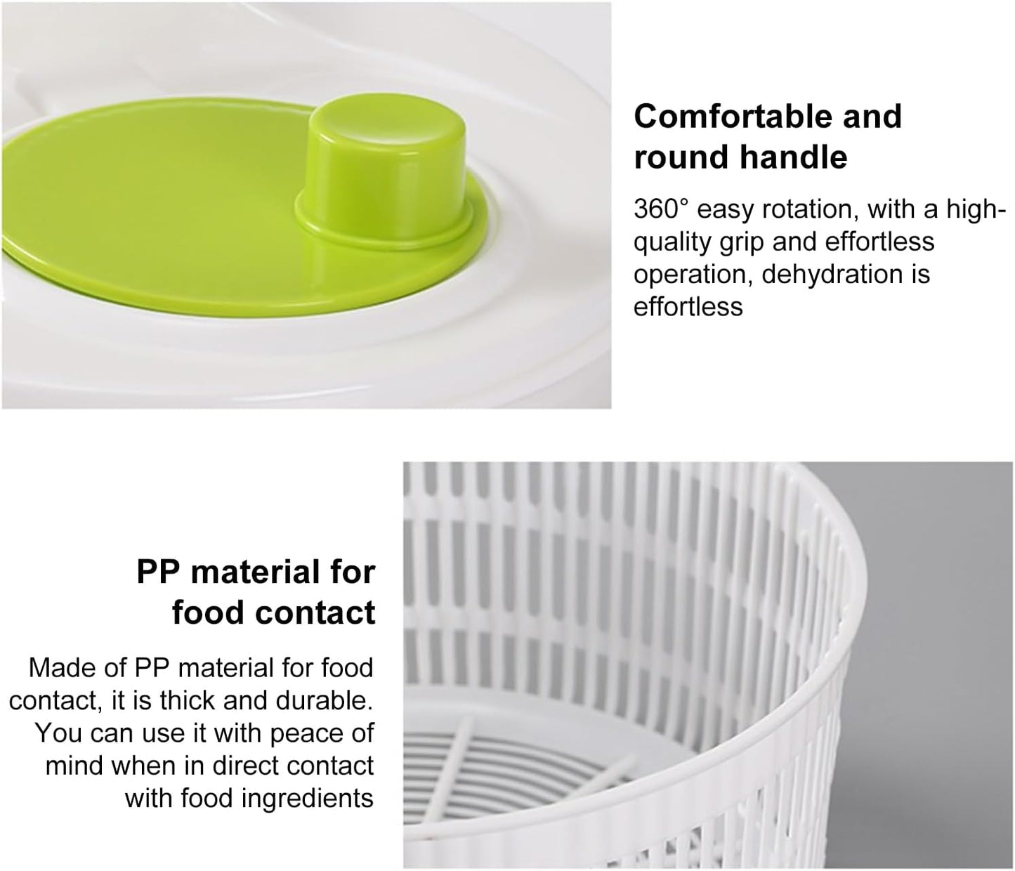 Salad Spinner,Vegetables Fruits Wash Bowl Large Capacity BPA Free Double Layer Detachable Manual Lettuce Spinner,Fruit and Vegetable Washer,Spin and Dry Salad Greens (Green)
