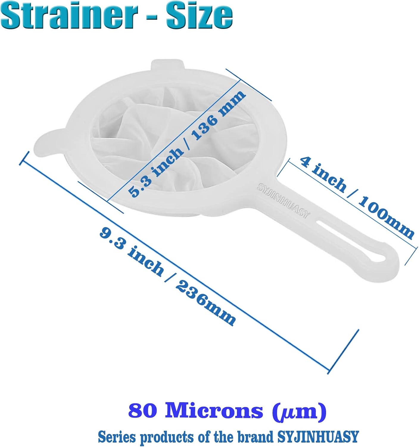 Kitchen Ultra-Fine Nylon Mesh Strainer Food Yogurt Mesh Sieve Plastic Mesh Colander with Handle Mini Brine Shrimp Separation Net for Filtering Juice Juice Milk Honey (400Mesh)