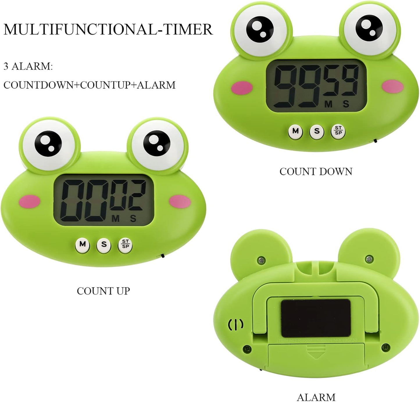 DEAYOU 3-Pack Digital Kitchen Timer, Small Electronic Timers for Cooking, Magnetic Cute Timer Clock with Stand for Kid, Teacher, Senior, Exercise, Study, Baking, Big Digits, Loud Alarm, Count Up Down