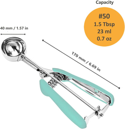 Cookie Scoop, Ice Cream Scoop, 1Tbsp/15 ml/0.5oz Cookie Scoops for Baking, 18/8 Stainless Steel Cookie Scooper for Baking, Ice Cream Scooper with Trigger Release, Cookie Dough Scoop with Non-slip Grip