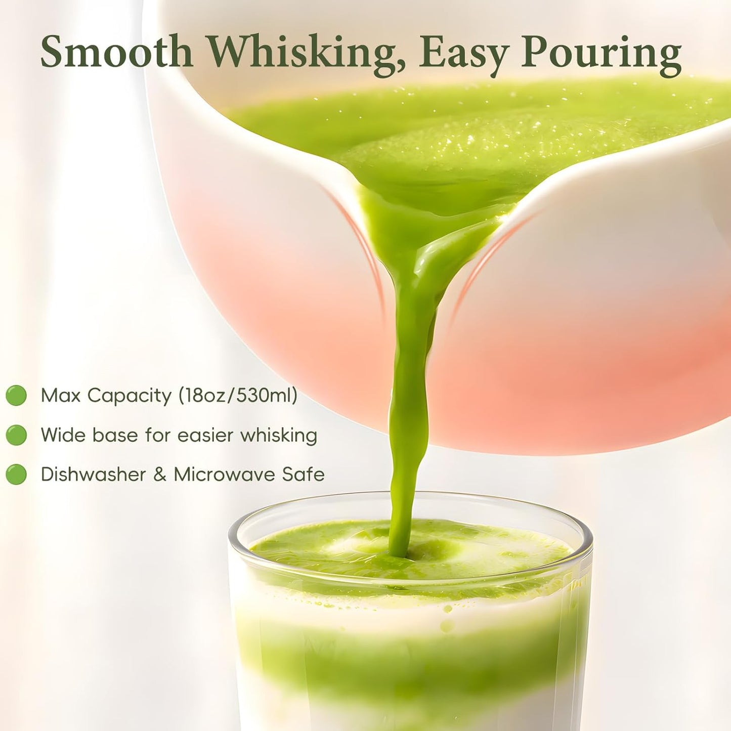 Matcha Whisk Set, Ceramic Matcha Set Includes Bowl & Holder, Bamboo Whisk (Chasen), Scoop, Spoon and Sifter, 6PCS Matcha Kit Covers Everything Needed for Making Matcha (Green)
