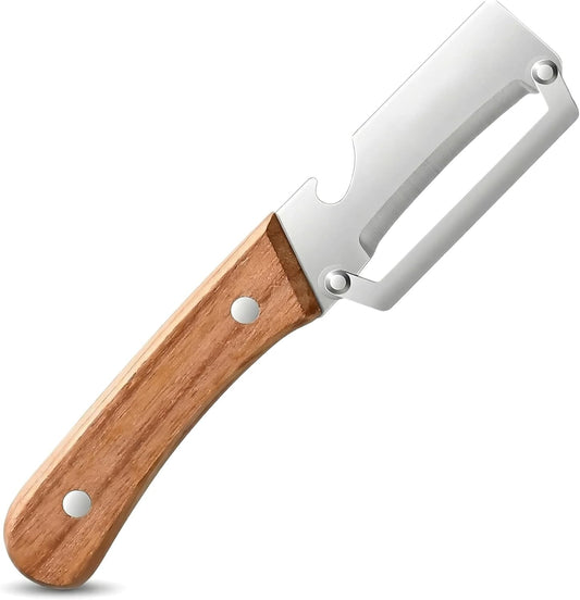 2026New Multi-function Vegetable Peeler, Kitchen Multi-function Stainless Steel Thickened Fruit Peeler Knife with Wooden Handle 2-1Suitable for Peeling Vegetable Fruits (2PCS)