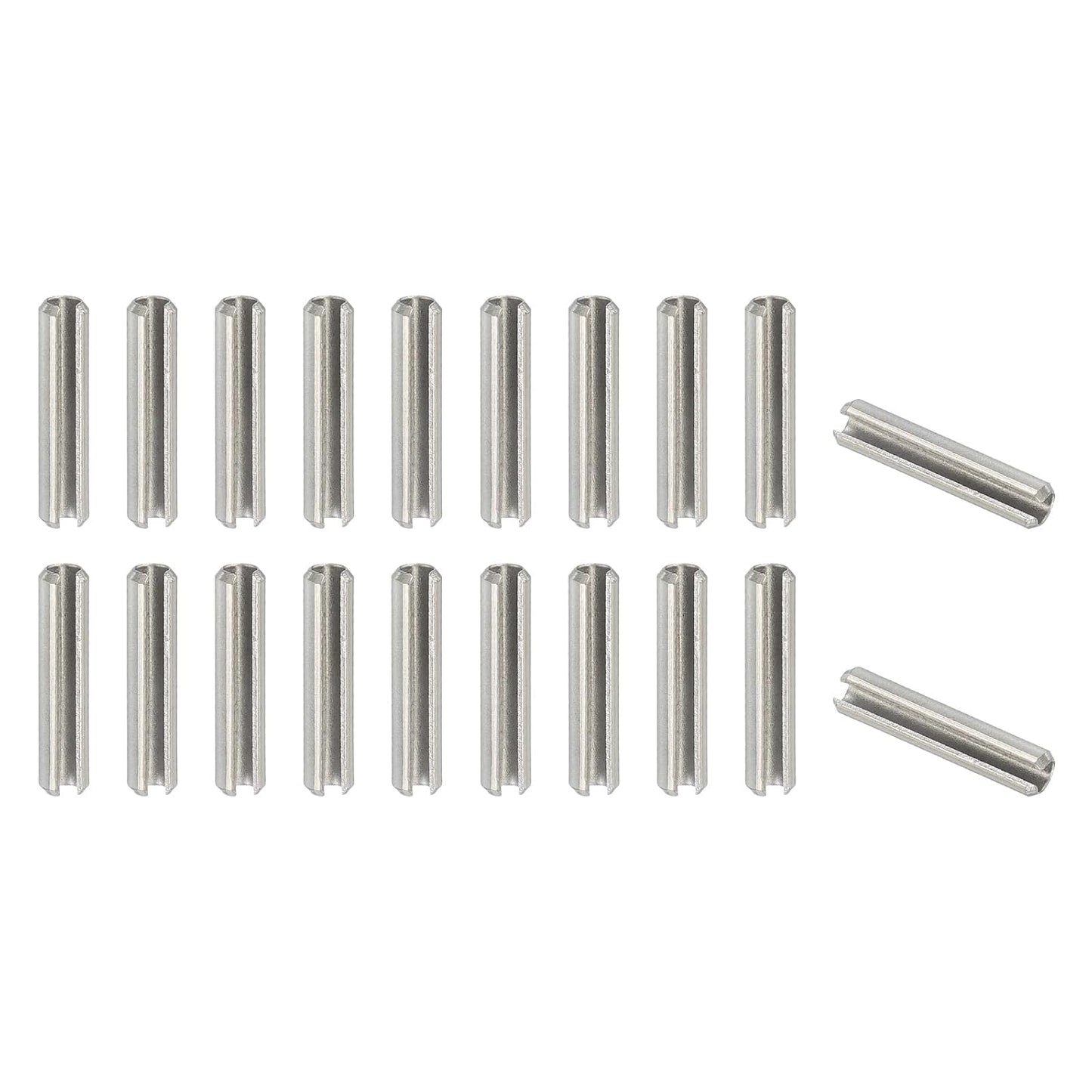 PATIKIL Slotted Spring Pin, 50 Pcs 1/8" x 3/4" (3.2mm x 20mm) 304 Stainless Steel Split Roll Pins Spring Dowel for Home Improvement Automotive Machine Repair, Silver - Colors A