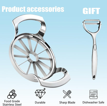 Apple Slicer,8 Blade Extra Large Apple Corer, Heavy Duty Stainless Steel Apple Cutter and Divider，Easy to Use, Time-Saving,Kitchen Tool (8 Blades)