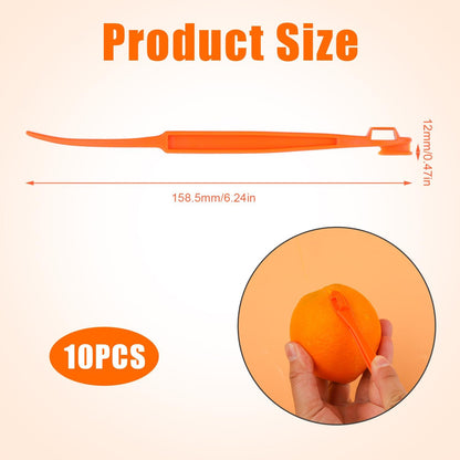 10pcs Orange Peeler Tool, Long Handle Serrated Citrus Peel Cutter Easy Hold Plastic Vegetable Lemon Slicer Fruit Opener Remover Kitchen Gadget Chef Tools