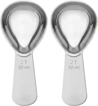 2PCS Coffee Scoop: 1 Tbsp (1/16 Cup / 0.5 Oz / 15Ml) Measuring Spoons Stainless Steel Rose Gold Set for Ground Coffee Protein Powder & Spices Short Handle Fits into Canisters