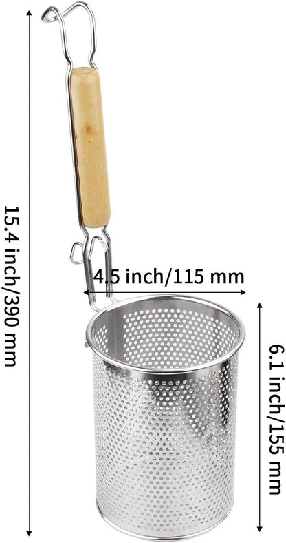 MyLifeUNIT Spaghetti Strainer Spoon, Stainless Steel Food Strainer Noodle Strainer with Handle 4.4 X 4.6 X 14.7 inches