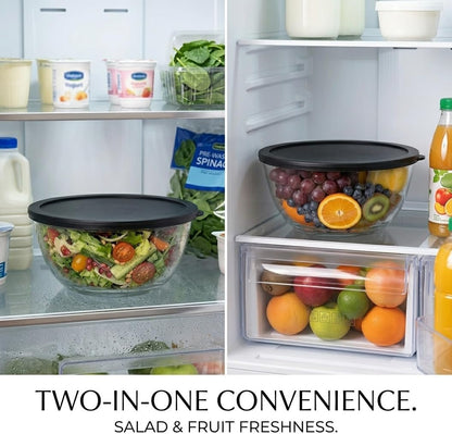 4.9 Quart Large Glass Mixing Bowl with Lid, Clear Glass Bowl for Bread Dough Mixing, Bread Making, Salad Serving, Food Prep & Storage