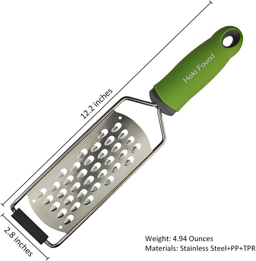 Hoki Found Stainless Steel Coarse Cheese Shredder - Zester, Vegetable & Fruit Grater - Black