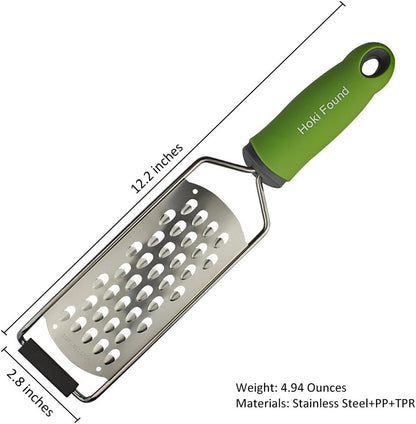 Hoki Found Stainless Steel Coarse Cheese Shredder - Zester, Vegetable & Fruit Grater - Black