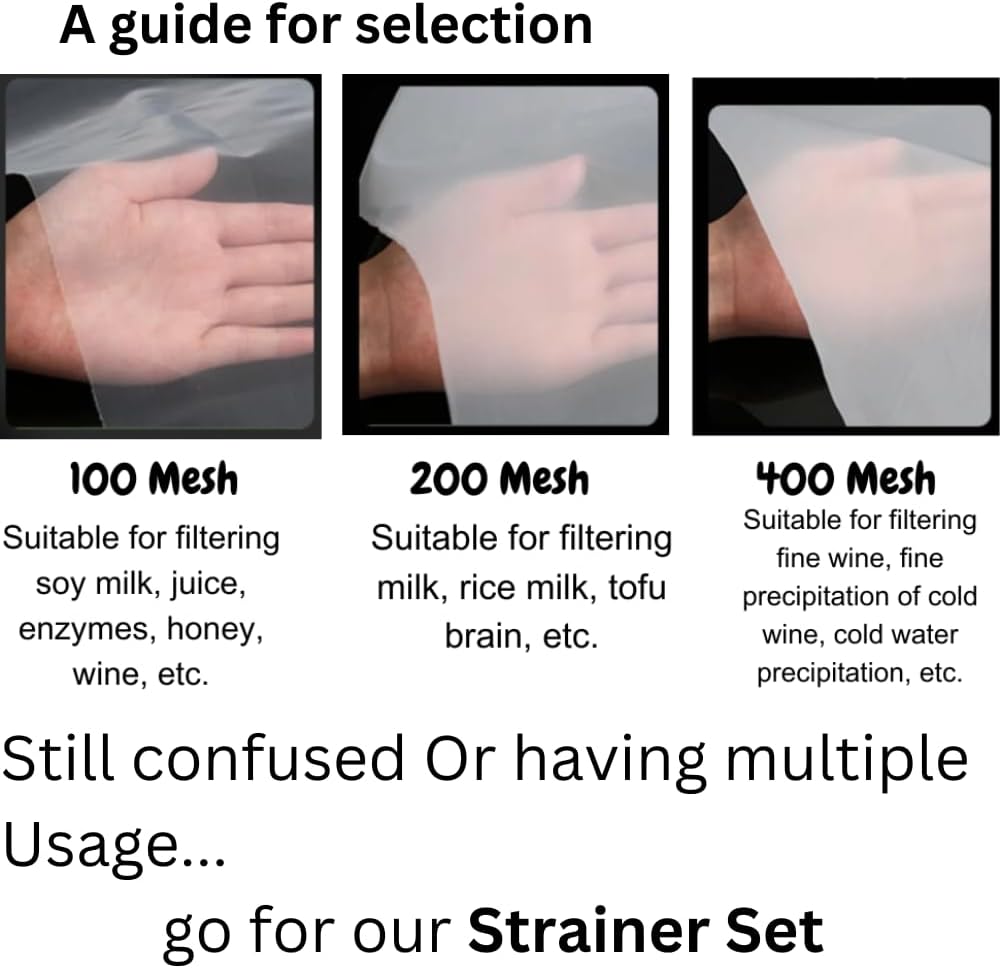 Kitchen Ultra-Fine Nylon Mesh Strainer I Plastic Sieve Fine Mesh Filter Spoon For Soy Milk Coffee Filter Milk Yogurt Juice Kefir Honey Wine coladores de cocina Kitchen Gadgets (100 Mesh)