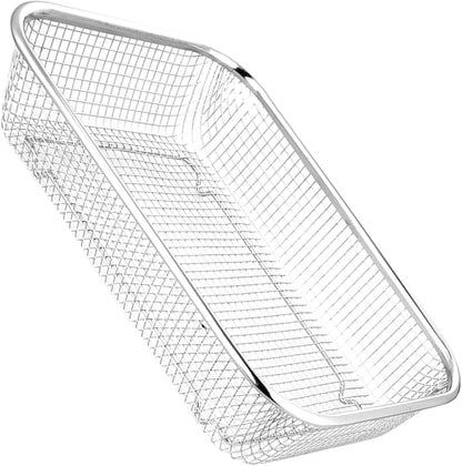Stainless Steel Drain Basket Large Rectangular Colander 12.99X9.44X2.75In Multi-Purpose Kitchen Strainer for Fruits Vegetables Washing and Storage