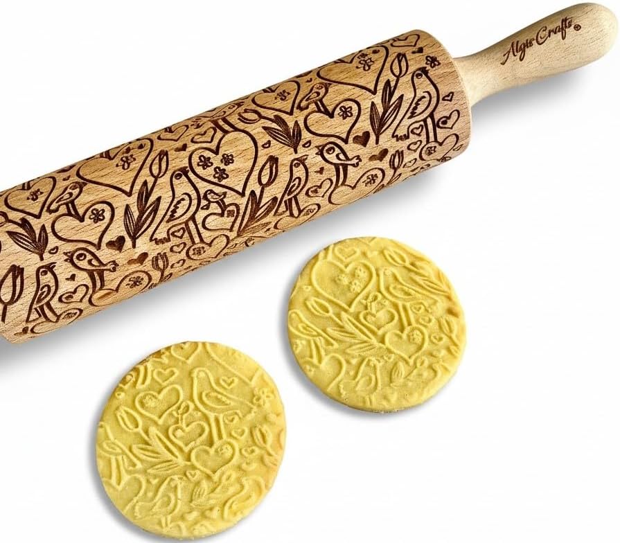 BEEHIVE Embossing Rolling Pin with Pattern. Laser Engraved Embossing Dough Roller for Homemade Cookies and Pottery by Algis Crafts