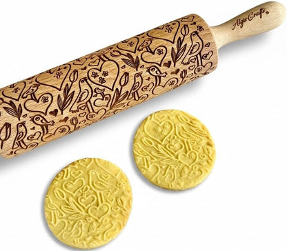 BEEHIVE Embossing Rolling Pin with Pattern. Laser Engraved Embossing Dough Roller for Homemade Cookies and Pottery by Algis Crafts