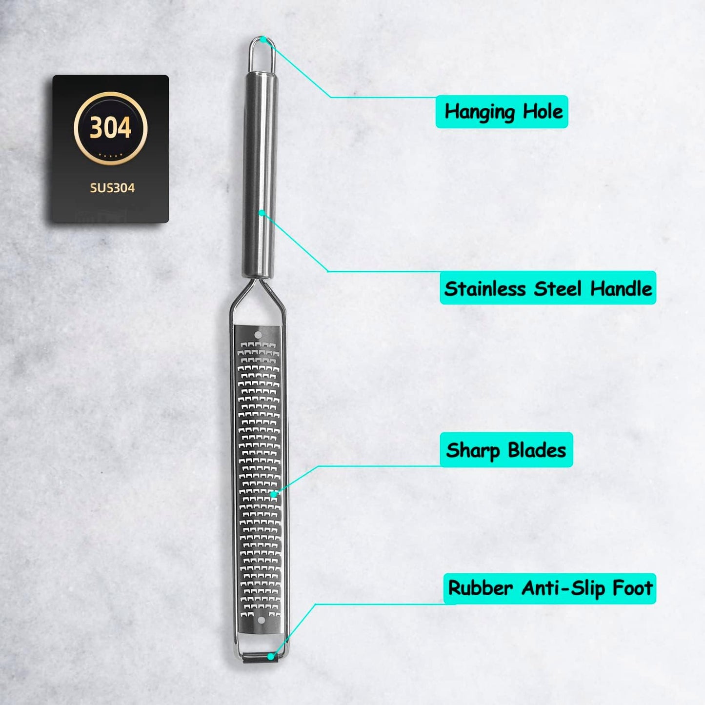 Professional Zester Grater Extra Coarse for Potato, Zucchini, Carrot, Apple, Cabbage and Cheese, Kitchen Grater with Razor-Sharp Stainless Steel Blade (Extra Coarse)