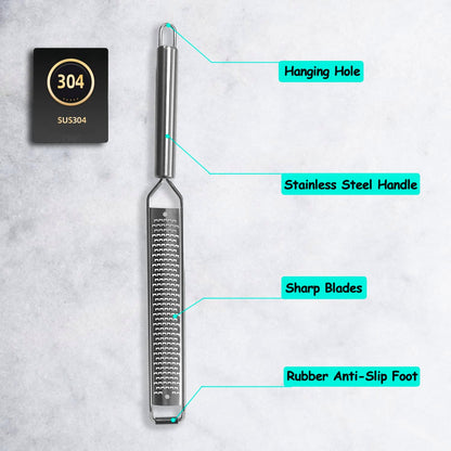 Professional Zester Grater Extra Coarse for Potato, Zucchini, Carrot, Apple, Cabbage and Cheese, Kitchen Grater with Razor-Sharp Stainless Steel Blade (Extra Coarse)