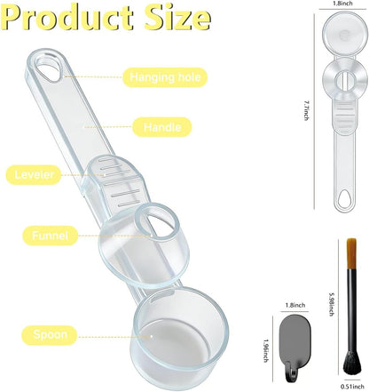 Credon Coffee Scoop with Funnel for Ground Coffee & Protein Powder – Coffee Bean Measuring Spoon, 2 Tablespoon Slide Scoop for Reusable K-Cup, Precision Spill-Proof (Black)