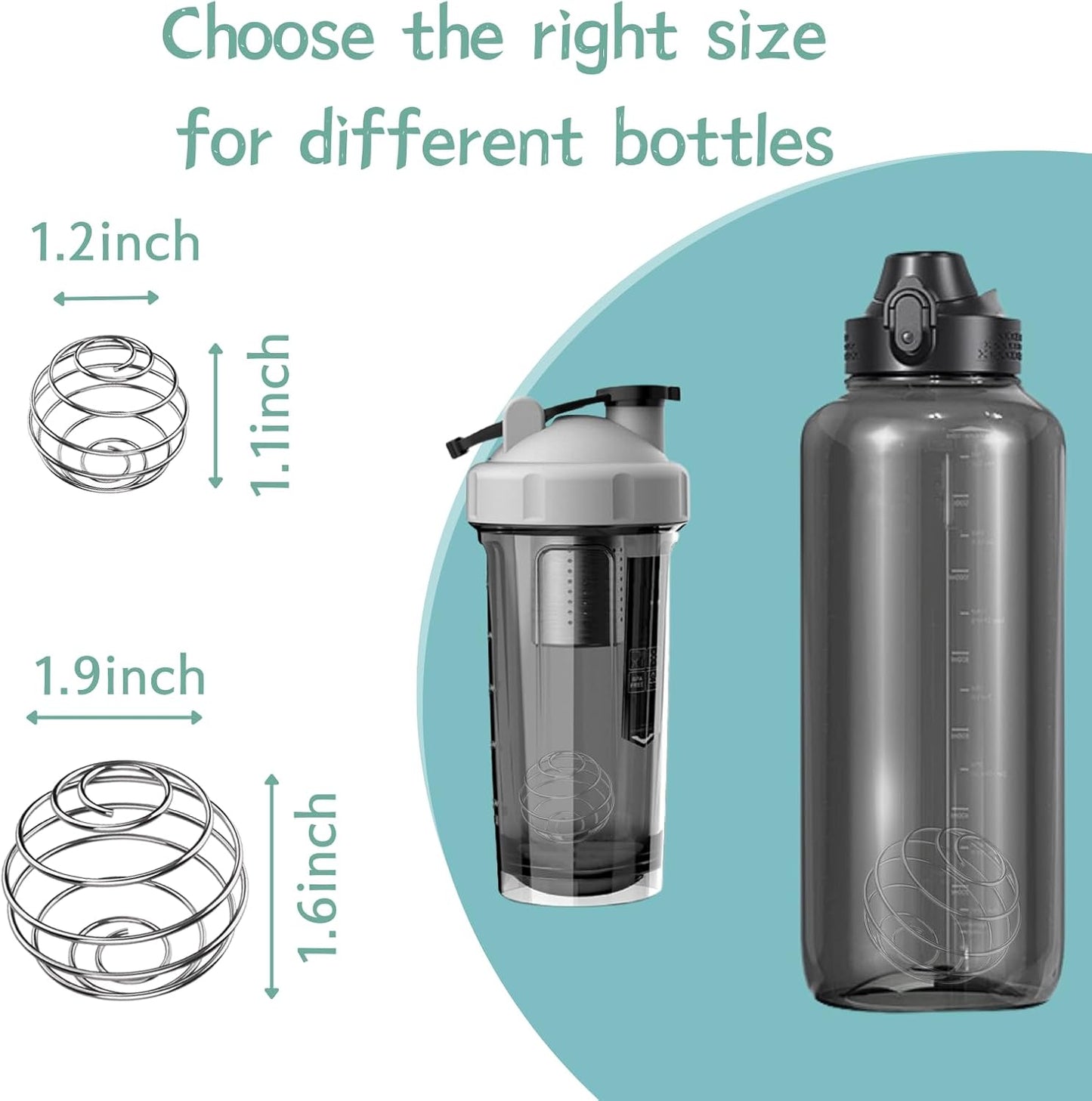 Shaker Balls, 2.1 Inch, 2PCS Mixing Balls, 304 Stainless Steel, No Chunks, Whisk Balls Shaker Cups, Mixer Bottles, Mason Jars, Protein Shakes, Smoothies