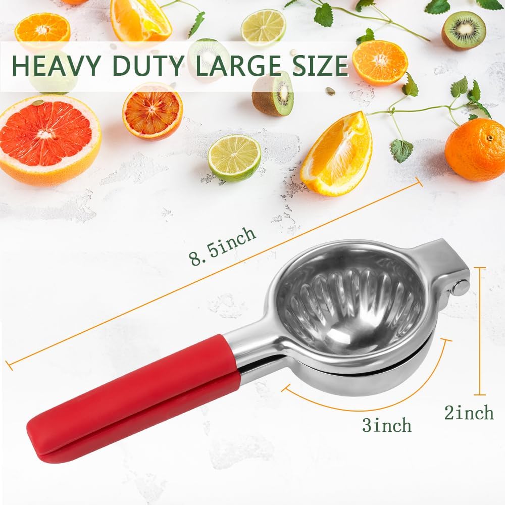 Stainless Steel Lemon Squeezer Lime Lemon and Fruit Juicer with Silicone Handles Large Manual Citrus Press Juicer