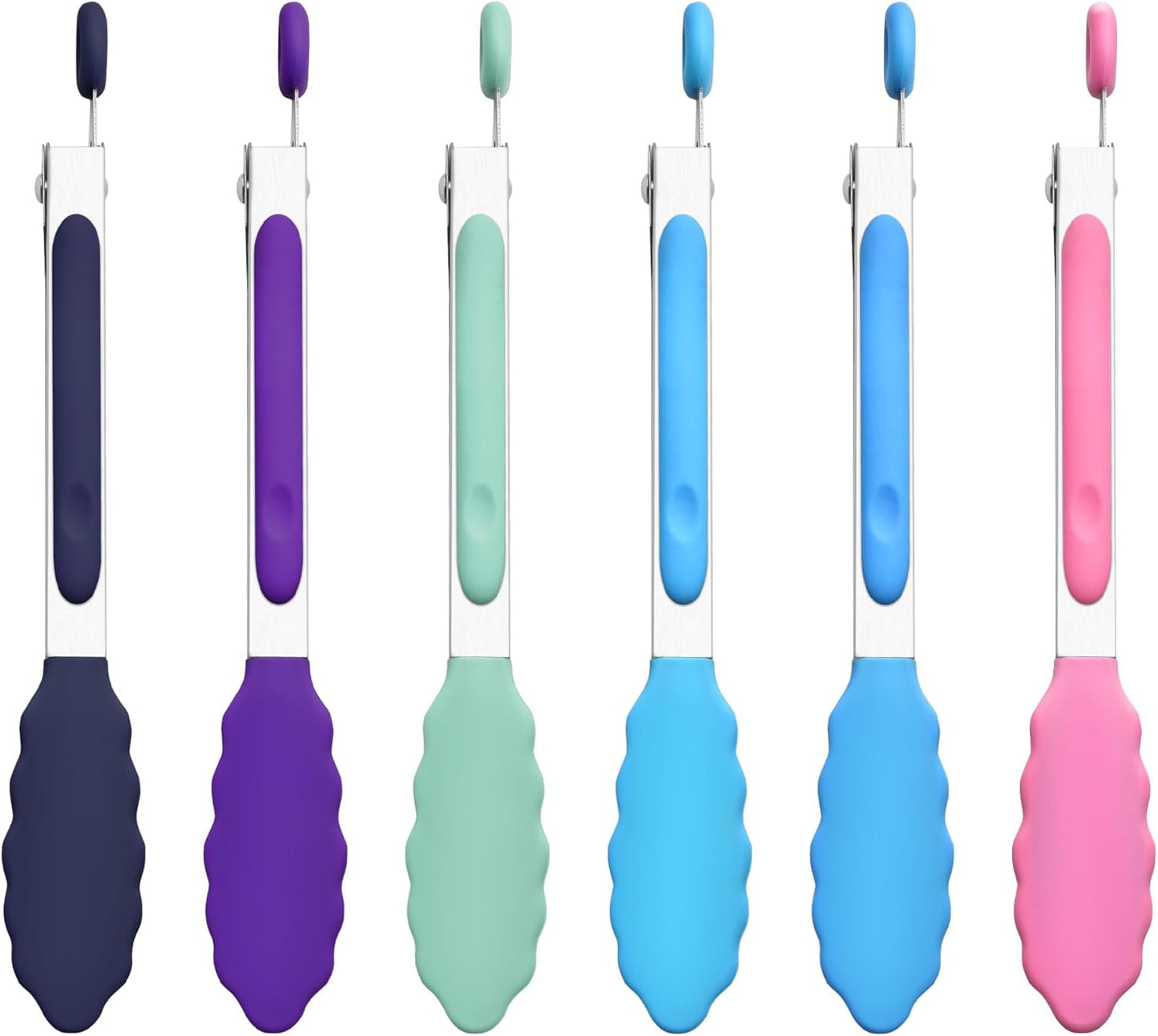 Kitchen Tongs Set of 3, Cooking Tongs with Silicone Tips, Non-Stick Non-Scratch Heat Resistant Tongs for Grilling Cooking BBQ Salad Serving (Multicolor, 7/9/12 Inch)