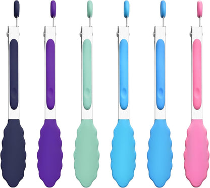 Kitchen Tongs Set of 3, Cooking Tongs with Silicone Tips, Non-Stick Non-Scratch Heat Resistant Tongs for Grilling Cooking BBQ Salad Serving (Multicolor, 7/9/12 Inch)