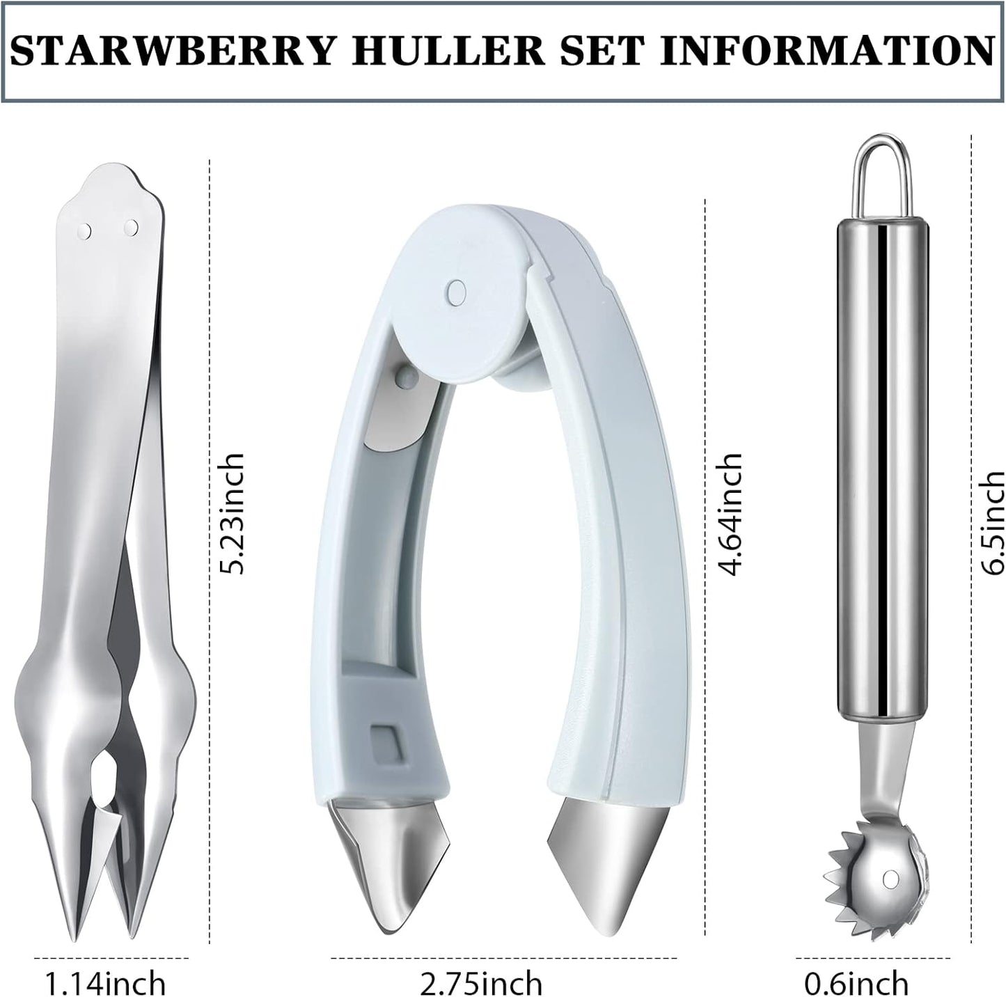 4-Piece Strawberry Huller & Tomato Corer Set - Stem Remover Tool for Strawberry, Potato, Pineapple