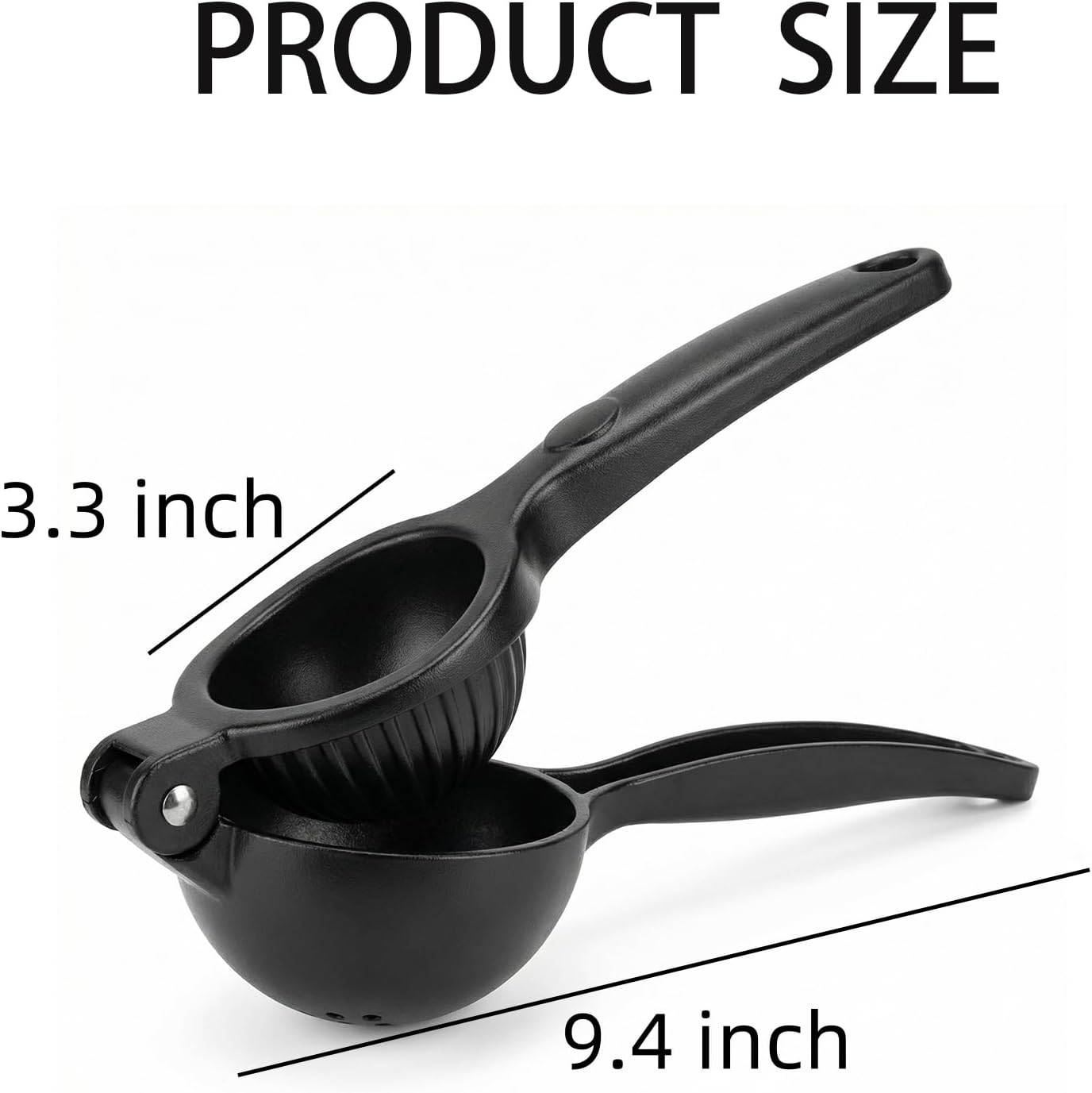 Heavy Duty Lemon Squeezer, Zinc Alloy Manual Lemon Juicer Hand Press with Threaded Groove for Maximum Juice - Perfect for Limes, Small Oranges, Citrus Fruits (Black)