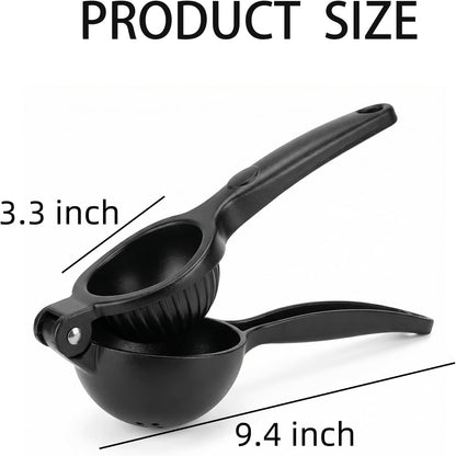 Heavy Duty Lemon Squeezer, Zinc Alloy Manual Lemon Juicer Hand Press with Threaded Groove for Maximum Juice - Perfect for Limes, Small Oranges, Citrus Fruits (Black)