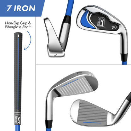 PGA Tour Youth Golf Club Set for Ages 8-12 & 12+ (4’8”–5’10”), Right and Left-Handed Kids Golf Sets – Beginner Junior Golf Clubs with Lightweight Stand Bag, Mallet Putter, Hybrid, Driver