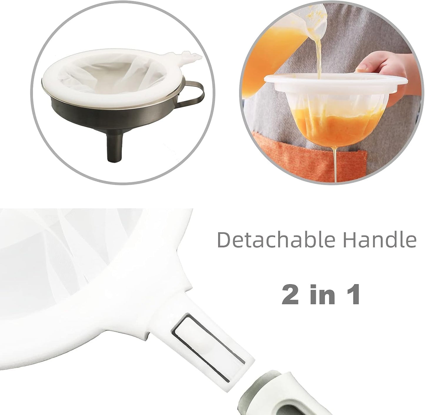 8.4in 80 Mesh Big Nylon Mesh Filter Ultra-Fine Sieve Sediments Strainer PP Frame for Straining Juice,Honey,Tea