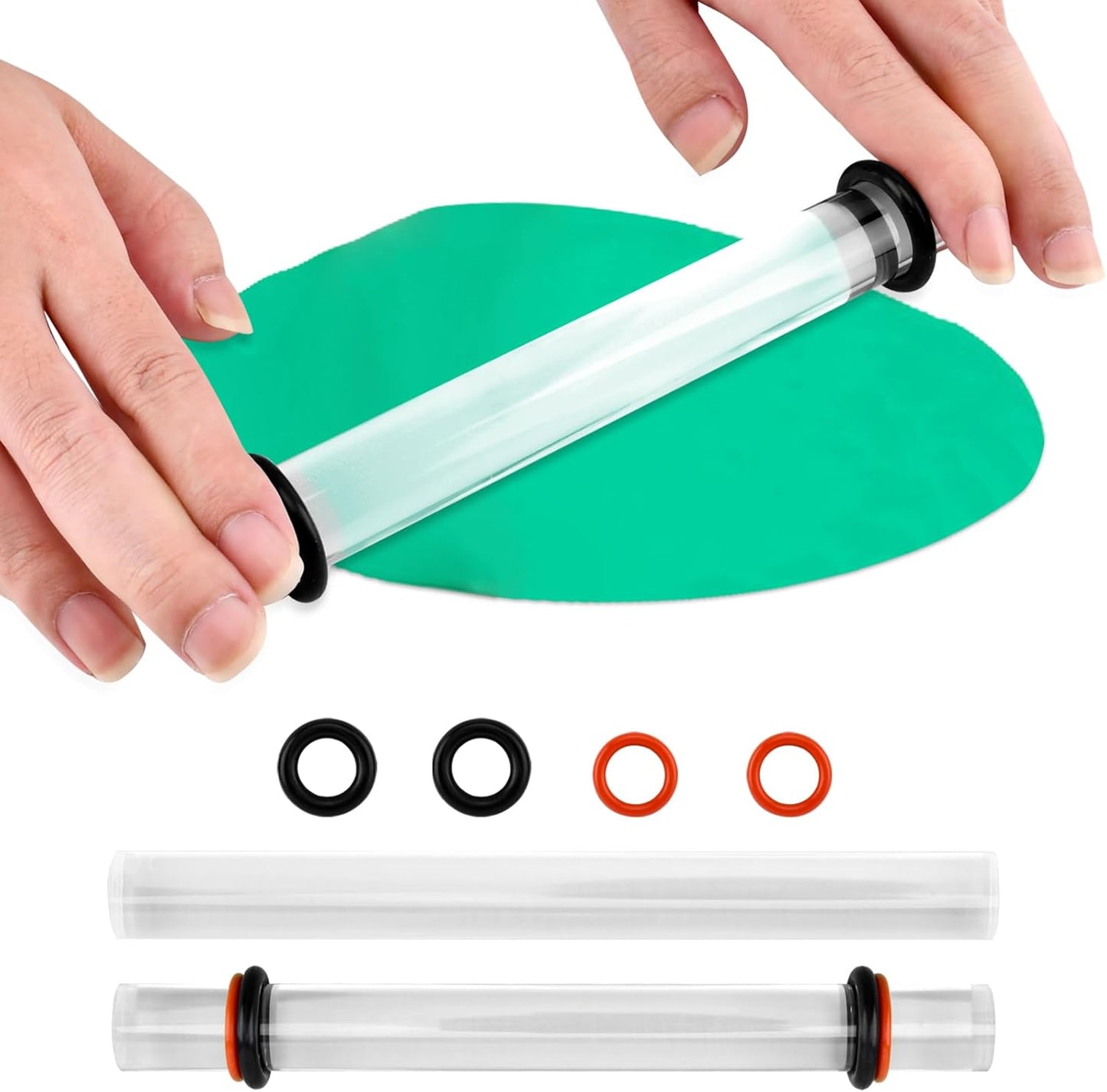 Polymer Clay Tools, 2Pcs Acrylic Rolling Pin with Thickness Rings Kit, Air Dry Clay Tools Clear Slab Roller Supplies Art Craft DIY Tool
