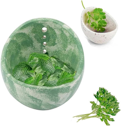 Pottery Herb Stripper Bowl, Handmade Herb Stripper Bowl with Multi-Size Holes, Efficient Kitchen Tool for Salads & Cooking (Green)
