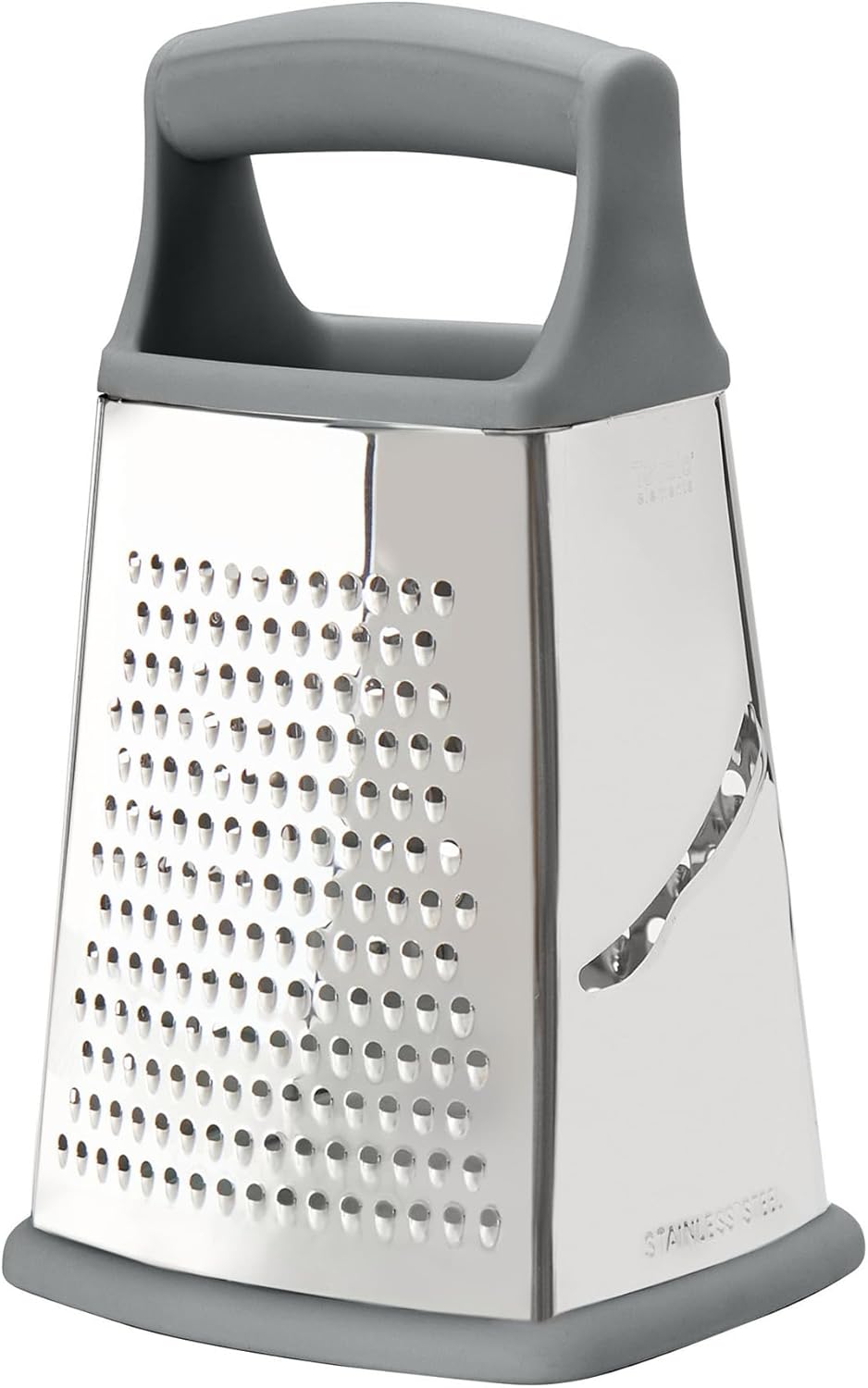 Tovolo Box Grater 4 Sided Large Stainless Steel Cheese Grater for Shredding Vegetables and Zesting, Easy to Clean Dishwasher Safe Box Grater with Ergonomic Handle and Non Slip Base, Charcoal Gray
