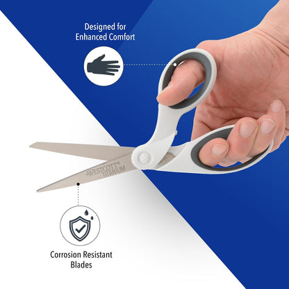 Westcott 5-Inch Micro-Tip Fabric Scissors with Titanium-Bonded Blades - Craft Scissors for Paper and Fabric, Sewing, and More