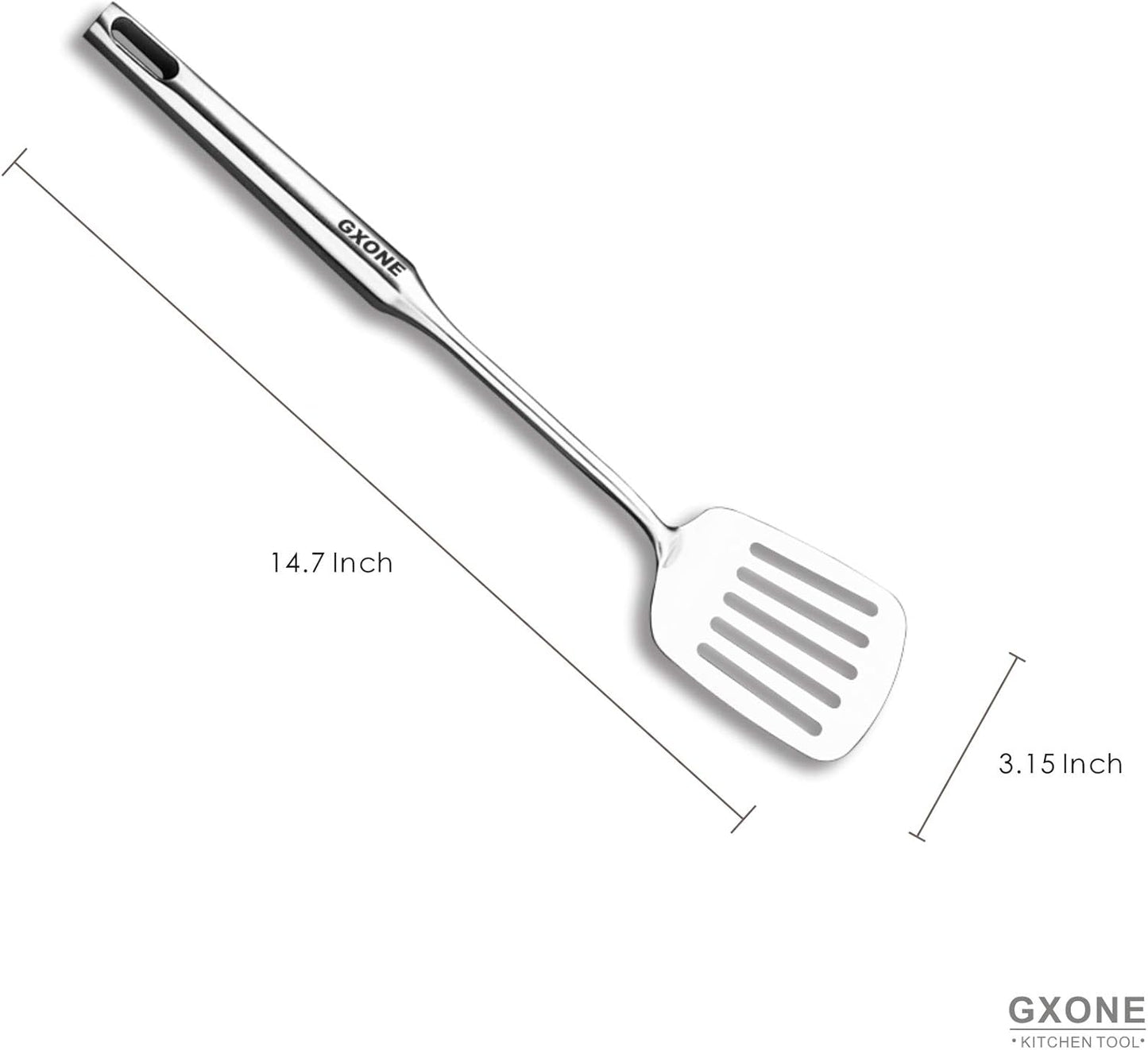 Slotted Spoon,304 Stainless Steel Skimmer Spoon with Heat Resistant Wooden Handle,Silver/15.8Inch