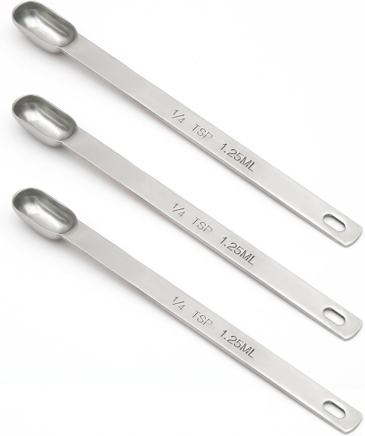 2PCS 1tsp (1/3tbsp, 5ml) Single Measuring Spoon, Stainless Steel Long Handle Individual Teaspoons Only