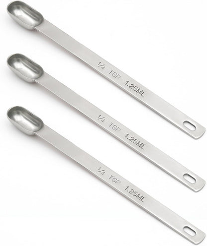 2PCS 1/4tsp (1.25ml) Single Measuring Spoon, Stainless Steel Long Handle Individual Teaspoons Only