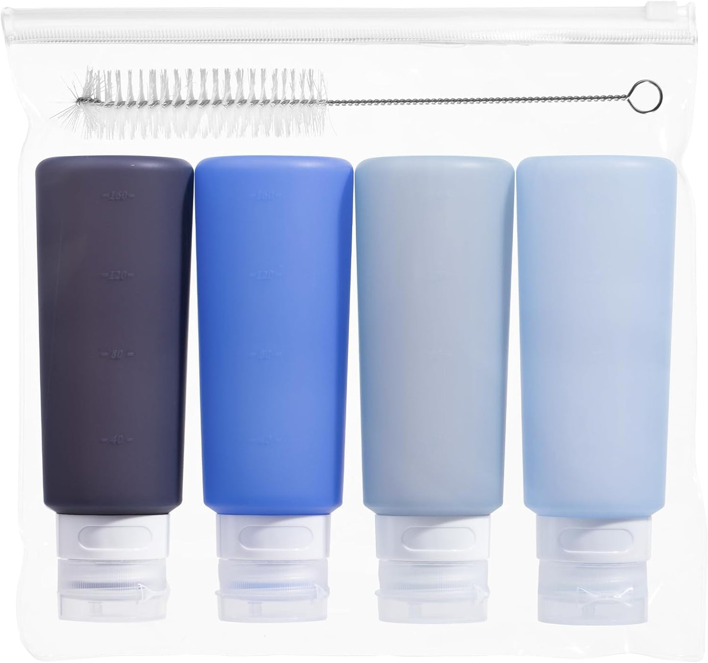 MICEBAY Condiment Squeeze Bottles for Sauces, 2-oz Mini Silicone Salad Dressing Container to Go with Reusable Sandwich Bag, Leakproof Ketchup Bottle for Bento Lunch Box, 4 Pack, Candies