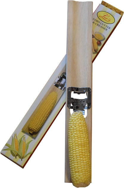 Lee's Original Wooden Corn Cutter and Creamer = Best Corn Tool For Removing Corn From The Cob