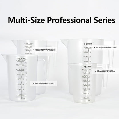 Food-Grade Plastic Measuring Pitcher – 32 Ounce & 4 Cups Measuring Cups with Handle for Liquid, Motor Oil, Pool & Lawn Chemicals, Dilution, Soap Mixing, Brewing, Commercial & Kitchen Use(1000ml)
