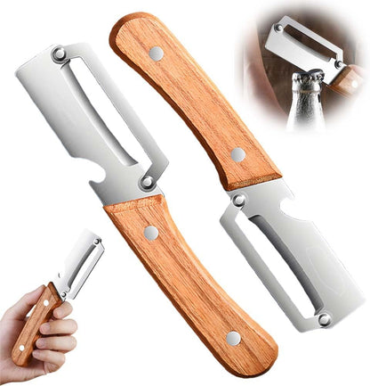 Multi-Functional Vegetable Peeler For The Kitchen, Stainless Steel Peeler With Wooden Handle And Bottle Opener, Kitchen Tool For Vegetables Or Fruits That Need To Be Peeled (1PCS)
