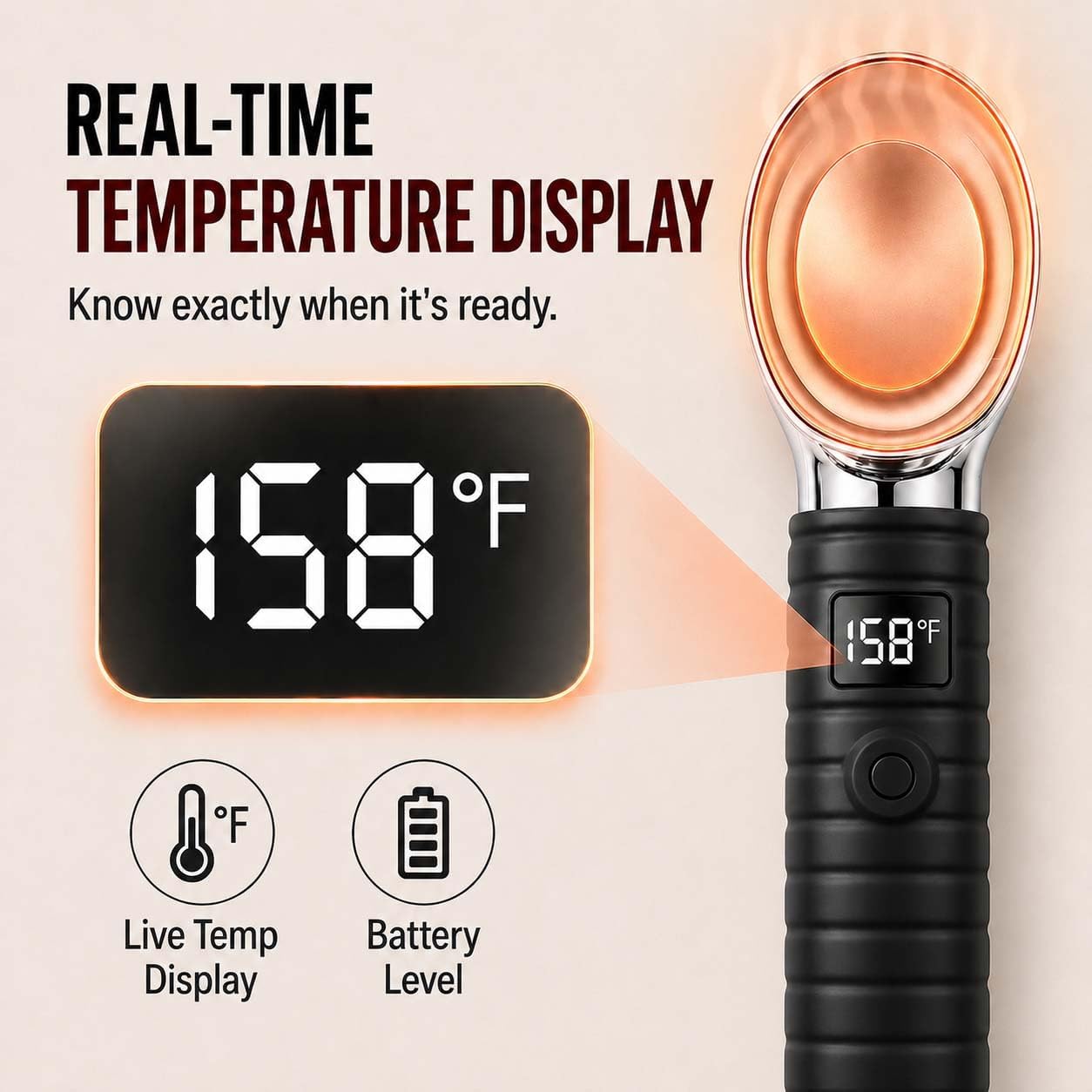 DLUCK Heated Ice Cream Scoop for Hard Ice Cream, Gelato & Frozen Desserts, Electric Ice Cream Scooper with Smart Temperature & Battery Display, USB-C Rechargeable, Durable One-Piece Design (White)