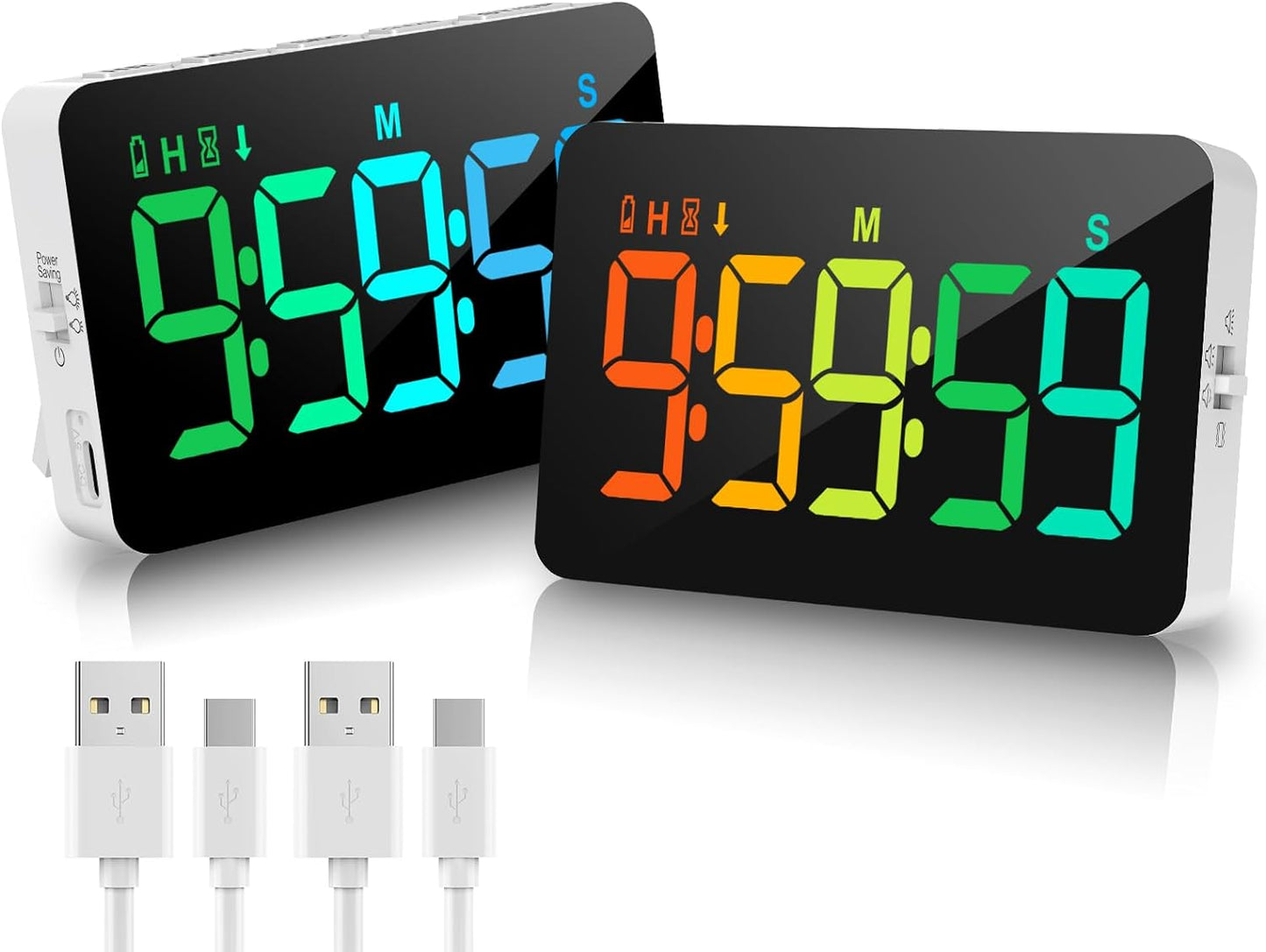 Rechargeable Digital Kitchen Timer for Cooking, Magnetic Timers with Countdown/up, Kids Timer with 5”LED Display 3 Brightness 4 Volume Adjustable for Classroom/Office/Home/Work/Study/Fitness/Game