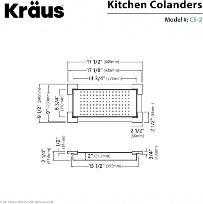 KRAUS Stainless Steel Colander for Workstation Kitchen Sink, CS-6